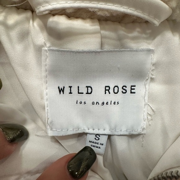 Wild Rose LA Teddy Jacket Women’s Small Faux Shearling Cream Pink Check Sherpa - Picture 5 of 10